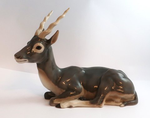 Bing & Grøndahl. Porcelænsfigur. Antilope. Model 1693. Længde 25 cm. Højde 18 
cm. (1 sortering)