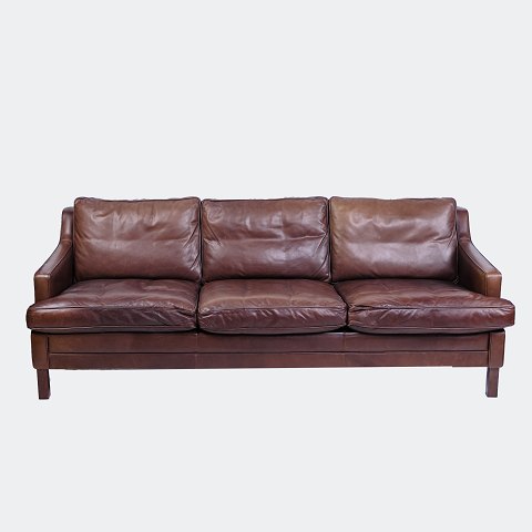 Leather sofa - Brown leather - 3 seater - Danish design - 1970s