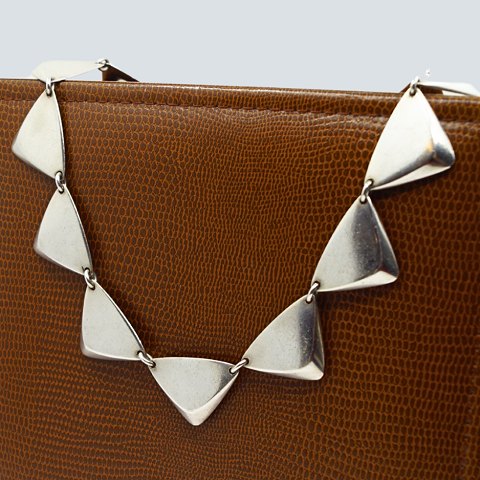 Hans Hansen; A Danish design necklace of sterling silver, no. 319