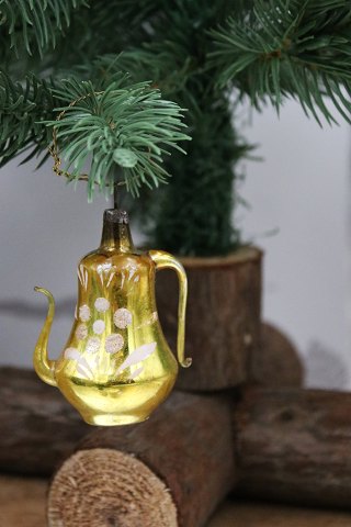 Old glass Christmas ornament / Christmas tree decoration from around 1950. 
(coffee pot)...