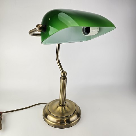 AnetaBordlampeMessing og grøn glas