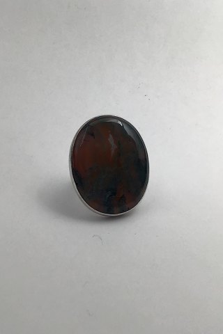 Georg Jensen Sterling Sølv Ring No. 90 D (Orange Grå meleret Sten)