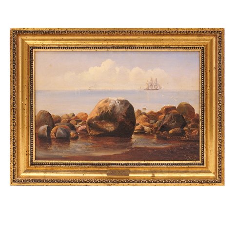 Vilhelm Groth, 1842-99, olie på lærred. Parti fra Skagen. Signeret og Skagen 1883. Lysmål: 22x32cm. Med ramme: 31x41cm