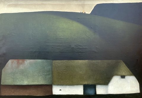 "Bålaften" stort flot oliemaleri i smal forgyldt ramme. Maleriet har været ved konservator og blevet renset og fået ny blændramme. Maleriet har været udstillet på Vejle Kunstmuseum.