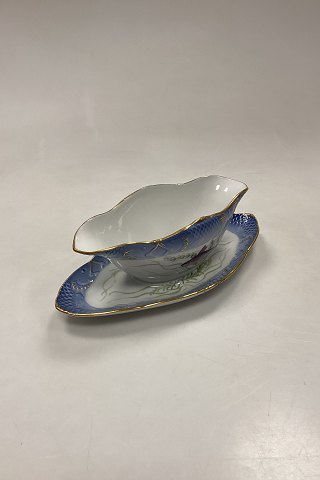 Royal Copenhagen Blåt Fiskestel Sauceskål på fast fad No. 3003