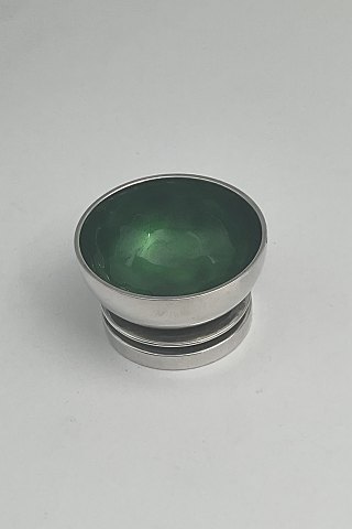Georg Jensen Sterling Sølv Pyramide Saltkar No 632 (Grøn emalje)