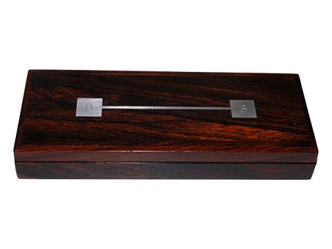 Rose wood box with inlaid Hans Hansen sterling silver from 1960-1970