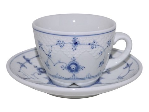 Blåmalet HotelporcelænStor kaffekop med logo fra Missionshotellet