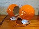 2 Orange Ball Lamps in retro style. 5000m2 Showroom.