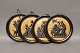 Black ceramic plates with gilded background and different motives by P. Ipsen 
København.
5000m2 showroom.