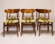 Set of 6 dining chairs in teak and upholstered in green striped wool, of danish 
design from the 1960s.
5000m2 showroom.
