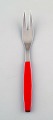 2 pcs. Cold cuts Fork. Henning Koppel. Strata cutlery in stainless steel and red 
plastic.
