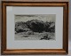 Radering Carl Bloch 1883 Landskab 34.5 x 44.5 cm inklusiv ramme