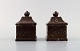Wilhelm Kåge. Et par tidlige og sjældne art deco lågkrukker i glaseret keramik. 
Smuk glasur i brune nuancer. 1920/30