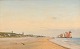 Dansk 
Kunstgalleri 
præsenterer: 
"Personer 
og fiskerbåde 
på stranden ved 
Scheveningen" 
Olie maleri på 
lærred.