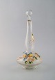 Legras, France. Carafe with hand painted enamel decoration
in mouth blown art glass. Birds and flowers. 1890