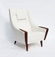 Armchair With High Back - White Fabric - Rosewood - Danish Design - 1960