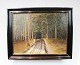 Oil painting with forrest motif and black frame from 1997 with unknown 
signature.
5000m2 showroom.