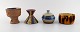 Michael Andersen, Denmark. Two bowls, candlestick and lidded jar in glazed 
ceramics. 1950s.
