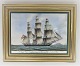 Bing & Grondahl. Porcelain. Danish ship portraits. Image of the frigate 
"Frederick the Siette". Dimensions: Width 38 * 30 cm. 3500 have been produced 
and this number is 2350.