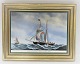 Bing & Grondahl. Porcelain. Danish ship portraits. Picture of "The schooner 
Princess Caroline of Copenhagen. Dimensions: Width 38 * 30 cm. 3500 have been 
produced, and this is no 907