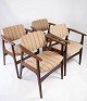 Set Of Four Dining Room Chairs - Teak - Model "Lene" - Striped Fabric - Arne 
Vodder - 1960s