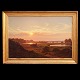C. A. Kølle, 1827-72, Öl auf Leinen. "Sonnenuntergang bei den Ruinen vom Schloss 
Gurre". Signiert und datiert 1859. Lichtmasse: 93x149cm. Mit Rahmen: 117x164cm