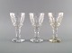 Baccarat, France. Three art deco white wine glasses in clear mouth-blown crystal 
glass. 1930s.
