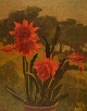 Edvard Sarvig, Denmark. Oil on canvas. Flowers in pot. Dated 1951.
