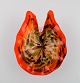 Murano bowl in polychrome mouth blown art glass. Orange background. Italian 
design, 1960s.
