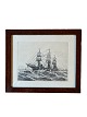 Original etching by Karl Hansen Reistrup 
(1863-1929), of a ship with three masts.