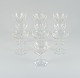 Baccarat, Frankrig, ti art deco krystalglas i klart glas, bestående af 3 
rødvinsglas, 4 champagne-skåle og 3 hvidvinsglas.