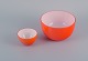Piet Hein for Holmegaard. Danish design.
Two orange art glass bowls.