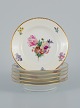 B&G, Bing & Grondahl Saxon flower.
six cake plates decorated with flowers and gold trim.