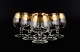 Italiensk design, seks cognacglas i klart kunstglas med guldkant.