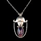 Georg Jensen; An early silver necklace set with an amethyst #42 (1909 - 1914)