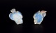 Sabino, France. Two bird chicks in art glass, Art Deco opaline glass with a 
bluish tint.