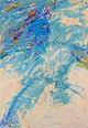 A. Rust, German artist. Acrylic painting on wood panel. Abstract composition. Colorful palette.