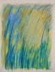 Monique Beucher (1934), French artist. Mixed media on paper.Abstract composition. Colorful palette.