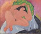 F. Prin, fransk kunstner. Olie på lærred. Liggende nøgen kvinde. Matisse 
inspireret. Koloristisk palette.