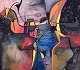 Karl Gustaf Dahlgren (born 1932), Swedish artist. Watercolor on paper. Abstract composition with a fantasy bird.