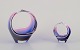 Paul Kedelv for Flygsfors, Sweden. Two Coquille Fantasia art glass vases. Large 
and small. Pink, purple, and clear glass.