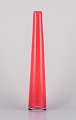 Henry Dean, Belgian glass artist.
Tall and slender art glass vase. Orange glass.