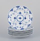 Royal Copenhagen Blue Fluted Half Lace, a set of six small lunch plates.