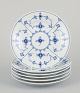 Royal Copenhagen Blue Fluted Plain, set of six cake plates in hand-painted 
porcelain.