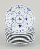 Royal Copenhagen Blue Fluted Half Lace, set of nine cake plates in hand-painted 
porcelain.