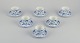 Royal Copenhagen Blue Fluted Half Lace, six pairs of coffee cups.
