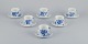 Royal Copenhagen Blue Flower. A set of six coffee cups with saucers.