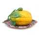 Stor Marieberg melonterrin i polykromdekoreret fajance. Signeret. H: 16cm. L: 
32cm