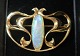Gold brooch with opal (585. Length 4 cm